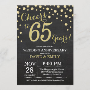 Convites Aniversário de 65 Anos de Casamento Quadro Negro e