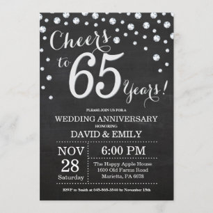 Convites Aniversário de 65 Anos de Casamento Quadro Negro P