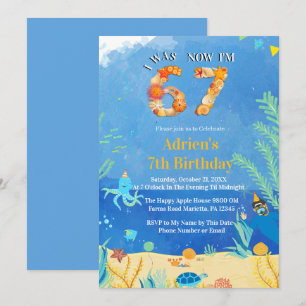 Convites Aniversário de 6→7 Meme Under the Sea Tendência