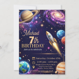 Convites Aniversário de 6 a 11 anos no Espaço Sideral