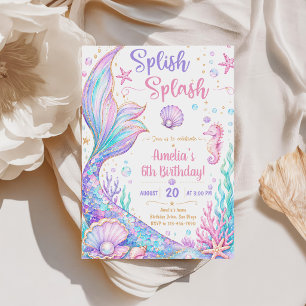 Convites Aniversário de 6 anos da Sereia Splish Splash