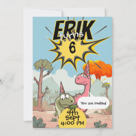 Convites Aniversário de 6 anos do Dino personalizado para m