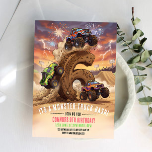 Convites Aniversário de 6 anos do Monster Truck Boom Crash