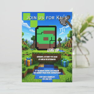 Convites Aniversário de 6 anos do Pixelated Gamer Green Lev