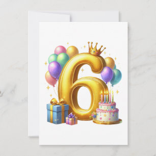 Convites Aniversário de 6 anos dourado