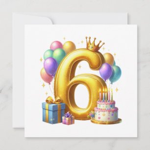 Convites Aniversário de 6 anos dourado