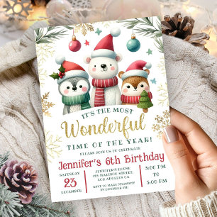 Convites Aniversário de 6 anos Winter Wonderland Boho Snow