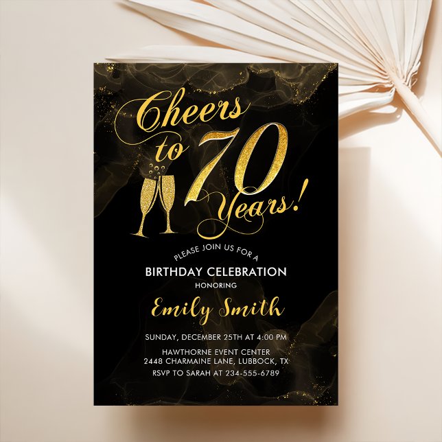 Convites Aniversário De 70 - Alegre-Se A 70 Anos Dourado (Criador carregado)
