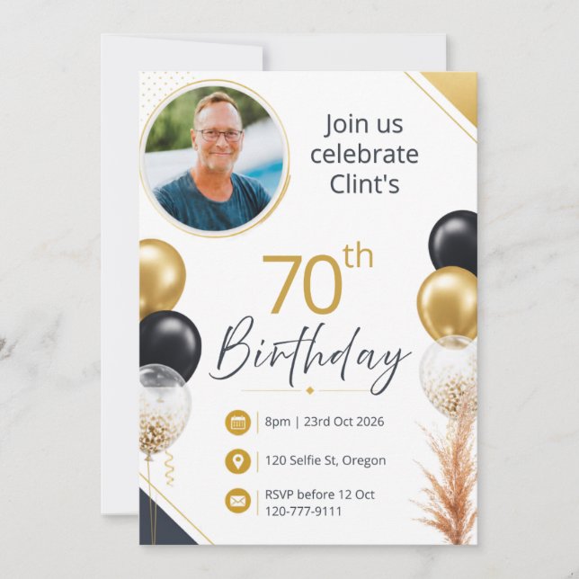 Convites Aniversário de 70 anos (Frente)