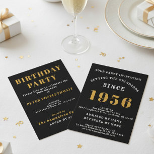 Convites Aniversário de 70 anos Adicionar Nome Ano Preto Do