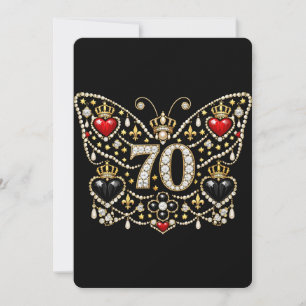 Convites aniversário de 70 anos borboleta de diamantes crav