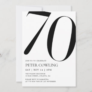 Convites Aniversário de 70 anos com Tipografia Negrito Mini