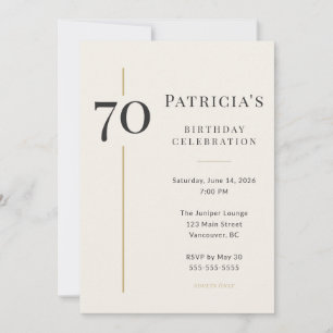Convites Aniversário de 70 anos Creme e Dourado Elegante