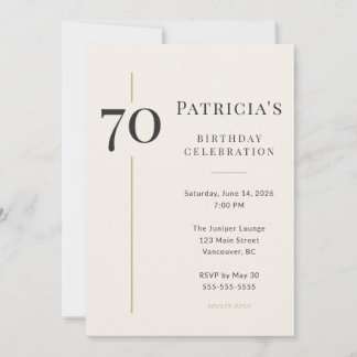 Convites Aniversário de 70 anos Creme e Dourado Elegante