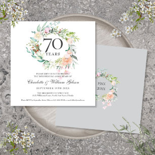 Convites Aniversário de 70 anos de Casamento Aquarela Flora