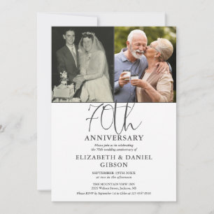 Convites Aniversário de 70 anos de Casamento Então e Agora