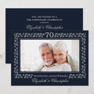 Convites Aniversário de 70 anos de Casamento Foto Azul Mari