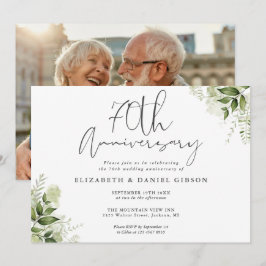 Convites Aniversário de 70 anos de Casamento Foto Floral Ve