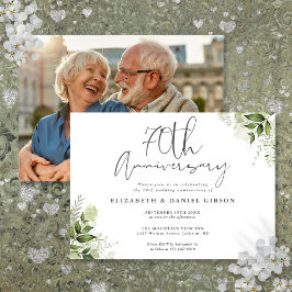 Convites Aniversário de 70 anos de Casamento Foto Floral Ve