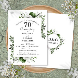 Convites Aniversário de 70 anos de casamento Platinum Green