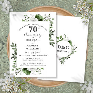 Convites Aniversário de 70 anos de casamento Platinum Green
