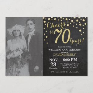 Convites Aniversário de 70 anos de Casamento Quadro de Giz