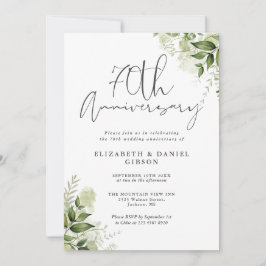 Convites Aniversário de 70 anos de Casamento Verde Floral