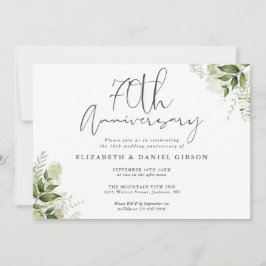 Convites Aniversário de 70 Anos de Casamento Verde Floral