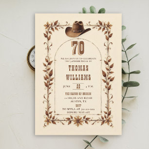 Convites Aniversário de 70 anos de Cowboy Western Rústico V
