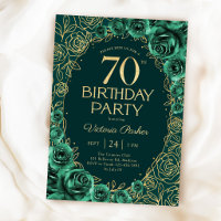 Aniversário de 70 anos elegante em esmeralda verde