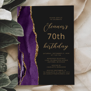 Convites Aniversário de 70 anos em Grafia Slate com Ágata D