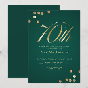 Convites Aniversário de 70 anos em Ouro e Esmeralda Verde