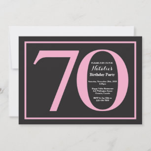 Convites Aniversário de 70 anos em quadro-negro rosa e pret