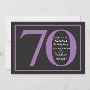 Convites Aniversário de 70 anos em quadro-negro roxo e pret