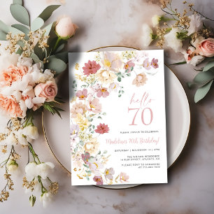 Convites Aniversário de 70 anos em Rosa Coral Floral