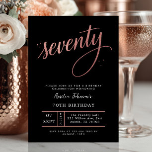 Convites Aniversário de 70 anos em Rosa Dourado Elegante