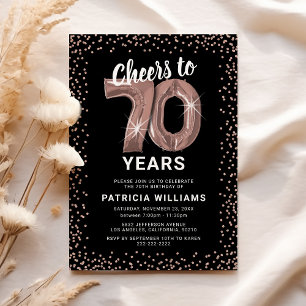 Convites Aniversário de 70 anos em Rose Gold