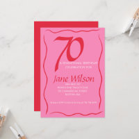 Aniversário de 70 anos Feminino Elegante Rosa e Ve