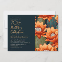 Aniversário de 70 anos Floral Laranja Verde Cacto