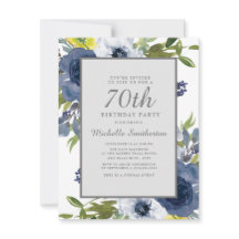 Aniversário de 70 anos Navy Amarelo Branco Floral 