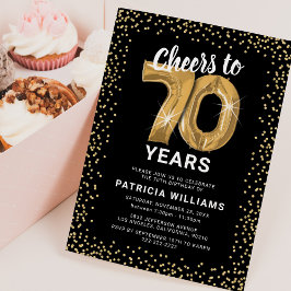 Convites Aniversário de 70 anos Preto Dourado