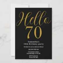 Aniversário de 70 anos Preto Dourado Elegante