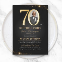 Aniversário de 70 anos Preto Dourado Elegante Foto