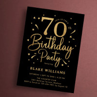 Aniversário de 70 anos Preto Ouro