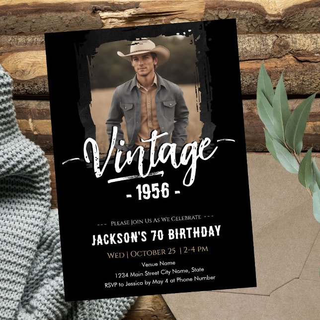 Convites Aniversário de 70 anos Vintage (Criador carregado)