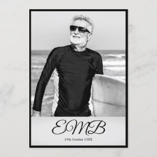 Convites Aniversário de 70 Birthday Elegant Photo Monogram