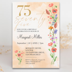 Convites Aniversário de 75 anos da Soft Wildflower para Ela