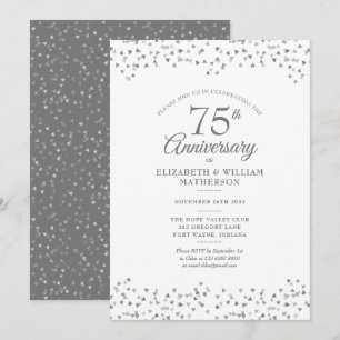Convites Aniversário de 75 Anos de Casamento Corações de Am