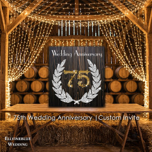 Convites Aniversário de 75 anos de Casamento Madeira Rúst