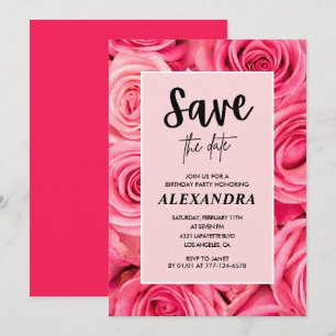 Convites Aniversário de 75 anos elegante  Rosa floral Salve